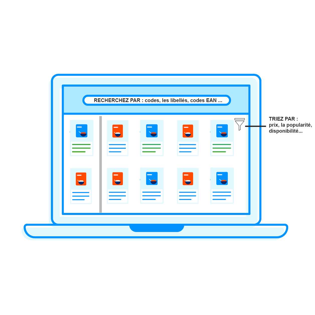 XPA pricing software - product search and sorting